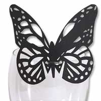 Confetti Black laser cut glass butterfly place cards pk 10