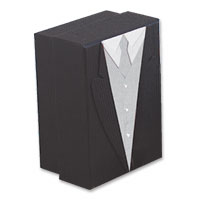Confetti black silver tie tuxedo favour box