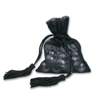Confetti Black tassel organza favour bag pk pf 10