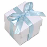 Blue 10mm `t` a boy`satin ribbon 25 metres