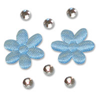 Confetti blue padded diamante flower