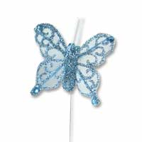Confetti Blue sheer glitter bfly pk 24