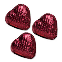 Confetti Burgundy chocolate hearts bulk bag