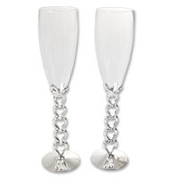 Confetti Champagne glasses with heart and bow stem