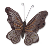 Chocolate large sheer sequin glitter butterfly pk 6