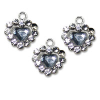 Confetti Diamante heart charm clear pk of 6