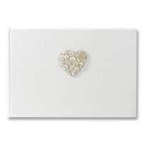 Ecru mother of pearl heart guest book