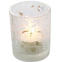 Confetti Frosted design glass votive swirl