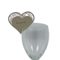Confetti Gold heart glass place card pk of 10