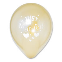 Confetti gold just married latex balloons