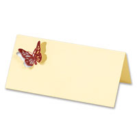 Confetti ivory/burgundy laser cut butterfly place card pack of 10