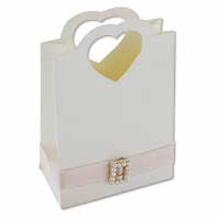 Ivory heart favour bag pk of 10