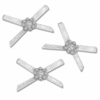 Ivory pearl satin bow pk of 10