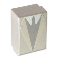Confetti ivory silver tie tuxedo favour box