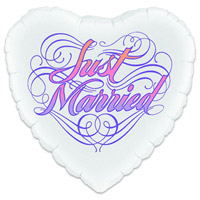 Confetti just married ivory foil message balloon
