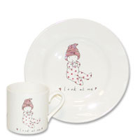 look at me pink plate & mug set