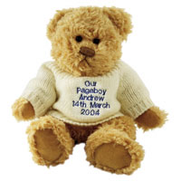 message teddy with blue embroidery