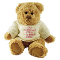 message teddy with pink embroidery