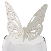 Confetti Pearl butterfly laser cut glass place card pk of 10