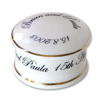personalised ceramic pots with gold rim