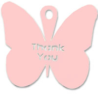 Pink lasercut butterfly thank you tag pk of 25