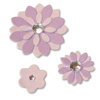 pink paper and gem flowers