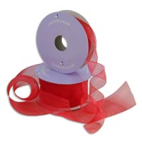 Confetti red chiffon ribbon - W16mm