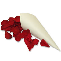 Confetti red real rose cone filling petals