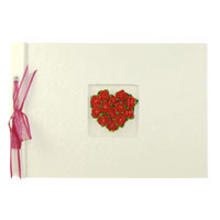 red rosebud heart guest book