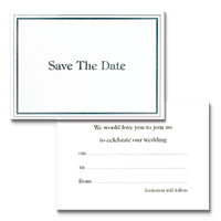 Confetti save the date cards with silver trim