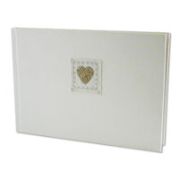 silver bead heart guest book