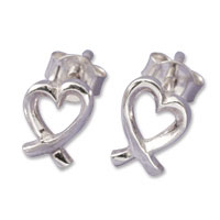 silver crossover heart earrings