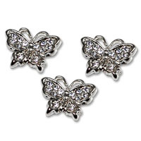 Confetti Silver diamante butterfly trim pk of 6