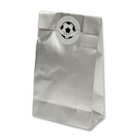 silver favour bag with football sticker