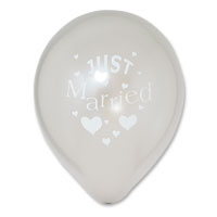 silver just married latex balloons