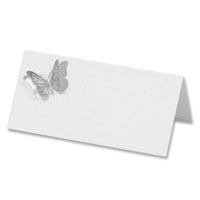 Silver laser cut bfly place card