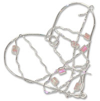 silver wire & pink bead hearts