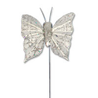 Small silver glitter butterfly pk of 24