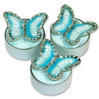 Turquoise butterfly tealights pk 6