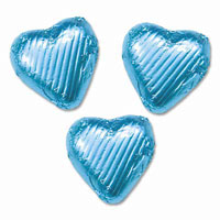 Confetti Turquoise chocolate hearts bulk bag