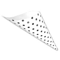 Confetti White/black polka dot cone pk of 10