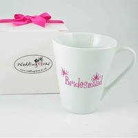 white bridesmaid mug