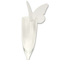 Confetti White butterfly glass place card pk10