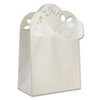Confetti White scallop top favour bag pk of 10
