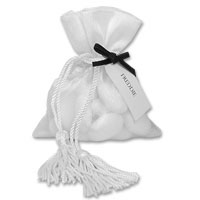 Confetti White tassel organza favour bag pk of 10