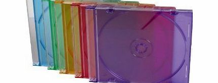 Connect-It Eurosonic 10 Pack Slim CD DVD Multi Couloured Jewel Cases In Pink Blue Purple Green And Yellow