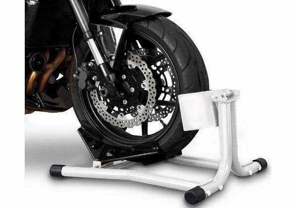 Motorcycle wheel chock ConStands Easy White for Triumph Adventurer, America, Bonneville T100/ SE, Daytona 600/ 650/ 675/ 675 R/ 750/ 900/ 955i/ 1200, Daytona T595 (955i), Legend TT, Scrambler, Speed F