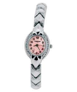 constant Ladies Pink Dial Silver Coloured Bracelet Watch
