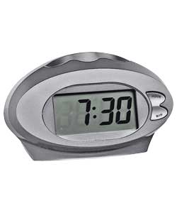 Silver LCD Alarm Clock