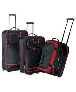 Constellation 3 Piece Black and Red EVA Luggage Set